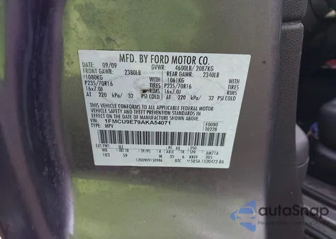 2010 Ford Escape Limited from USA, damaged, VIN 1FMCU9E79AKA54071